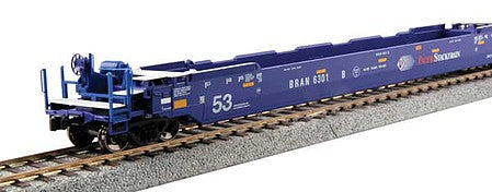 Kato 309056 HO Scale Gunderson Maxi IV 3-Unit Well Car - Ready to Run -- Pacer Stacktrain BRAN 6066 (blue, white, red)