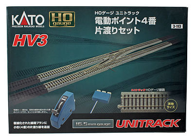 Kato 3113 HO Scale Unitrack HV3 Crossover Set -- With Remote Control #4 Turnouts