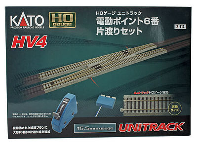 Kato 3114 HO Scale Unitrack HV4 Crossover Set -- With Remote Control #6 Turnouts