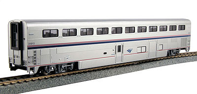 Kato 356092 HO Scale Superliner I Coach-Baggage - Ready to Run -- Amtrak #31013 (Phase IVb, silver, blue, gray, red)