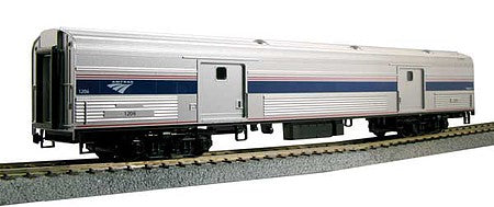 Kato 356203 HO Scale Budd 73' Fluted-Side Baggage Car - Ready to Run -- Amtrak #1231 (Phase IV; silver, blue, gray, red)