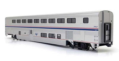 Kato 356251 HO Scale Superliner II Transition Sleeper - Ready to Run -- Amtrak #39027 (Phase IVb; silver, blue, red)