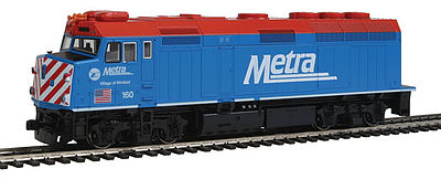 Kato 376572 HO Scale EMD F40PH Commuter Version - Standard DC -- Chicago Metra #160 "Village of Winfield" (blue, red, white)