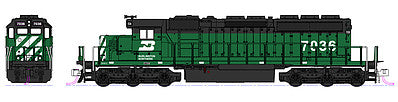 Kato 376604 HO Scale EMD SD40-2 Mid-Production - Standard DC -- Burlington Northern #7036 (Cascade Green, white, black)