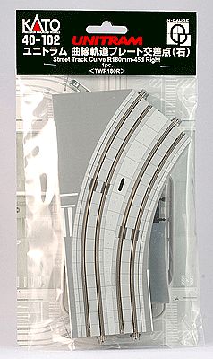 Kato 40102 N Scale Unitram Street Track w/Streetcar Rails & Roadway -- Right Curve 45-Degree 7-1/16" 18cm Radius
