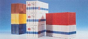 Kibri 10924 HO Scale Intermodal Equipment -- 20' Container Set (4 DB-AG & 1 Each brown, blue, yellow & red)