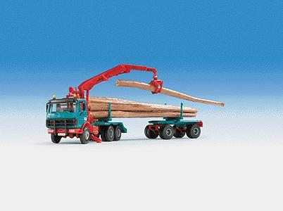 Kibri 12201 HO Scale Logging Equipment - Trucks - Mercedes Actros 3-Axle Cabover -- w/Skeleton Body & 2-Axle Tag-Along Trailer