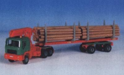 Kibri 12271 HO Scale European Tractor/Trailer -- MAN Log Truck w/Log Crane