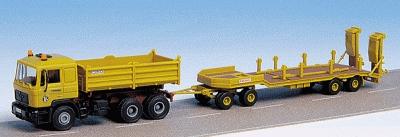 Kibri 14066 HO Scale Construction Equipment -- MAN Dump Truck w/Low Loader, Kirchoff