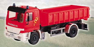 Kibri 18249 HO Scale European Emergency -- Actros with Roll-Off Dumperster Fire Dept