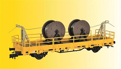 Kibri 26266 HO Scale Low-Side Catenary Car w/Cable Reels - Ready to Run -- German Federal Railroad DB (yellow, red)
