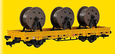 Kibri 26269 HO Scale Low-Side Car w/Cable Reel Load - Ready to Run -- German Federal Railroad DB (yellow)