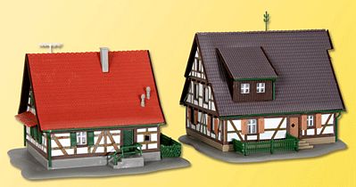 Kibri 36406 Z Scale Timber-Framed Houses pkg(2) -- 2-3/4 x 2-3/8 x 2" 7 x 6 x 5cm; 3 x 2-9/16 x 2-3/16" 7.5 x 6.5 x 5.5cm