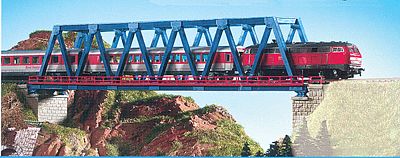 Kibri 37667 N Scale Box Girder Bridge w/Piers -- Blue 12-23/32 x 1-23/64" 31.8 x 3.4cm