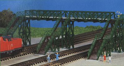 Kibri 37810 N Scale 4-Track Pedestrian Overpass -- 7-1/8 x 3-3/8 x 2-3/8" 18 x 8.5 x 6cm