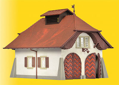 Kibri 38032 HO Scale Rural Fire Station w/Lights -- Kit - 5-1/4 x 4-3/8 x 4-5/16" 13.3 x 11.2 x H 11cm