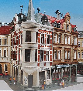 Kibri 38294 HO Scale Terrace House w/Tower -- 11 x 9-1/2" 27.6 x 23.5cm