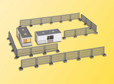 Kibri 38626 HO Scale Construction Site Office Container & Fencing w/LED Lights - Kit -- 1 Lighted, 1 Unlighted container & Fencing, 14-16 Volts, STRABAG, (white)