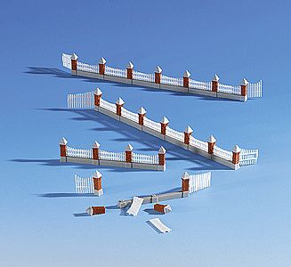 Kibri 38630 HO Scale Fence w/3 Double Gates (30" 77cm) -- Wood Paling