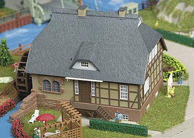 Kibri 39157 HO Scale Thatched Watermill -- 18 x 13.5 x 13cm