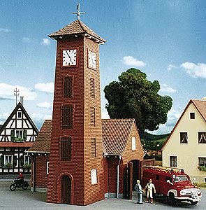 Kibri 39210 HO Scale Firehouse in Bahlburg-Lune -- 4-3/8 x 4-3/8 x 6-11/16" 11 x 11 x 17cm