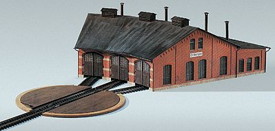 Kibri 39452 HO Scale 3-Stall Roundhouse/Engine Shed -- 9-3/8 x 15-1/4 x 5-1/4" 24 x 39 x 13.5cm; Holds Engines to 8-5/8" 22cm Long