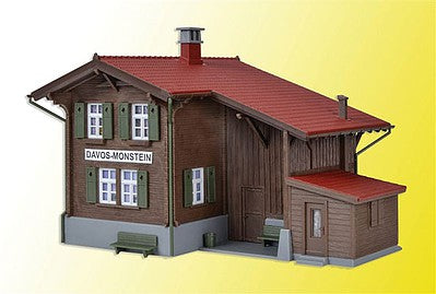 Kibri 39493 HO Scale Davos-Monstein Wooden Depot w/LED Light -- Kit - 5-1/2 x 3-9/16 x 3-15/16" 14 x 9 x 10cm