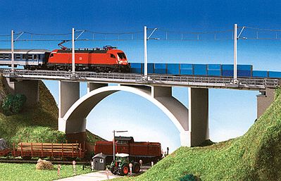Kibri 39740 HO Scale Prestressed Concrete Bridge -- Single Track 64 x 7 x 12cm