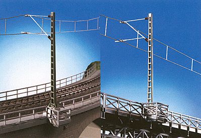 Kibri 39754 HO Scale Console Carrier w/Railing For Overhead Line Masts -- 4 for Concrete & 4 for Steel Bridges (8 Pieces)