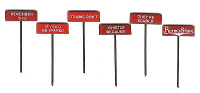Labelle Industries 7602 HO Scale Burma Shave Signs Set pkg(6) - Plastic -- Set #2 Trains Don't Whistle...