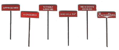 Labelle Industries 7603 HO Scale Burma Shave Signs Set pkg(6) - Plastic -- Set #3 Approached A Crossing...