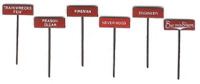 Labelle Industries 7604 HO Scale Burma Shave Signs Set pkg(6) - Plastic -- Set #4 Train Wrecks Few...