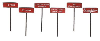 Labelle Industries 7606 HO Scale Burma Shave Signs Set pkg(6) - Plastic -- Set #6 As Fast Train Neared...