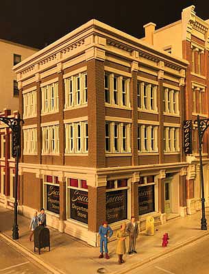 Lunde Studios 36 HO Scale Saccos Department Store -- Resin Kit - 4 x 4 x 5-3/8" 10.2 x 10.2 x 13.7cm