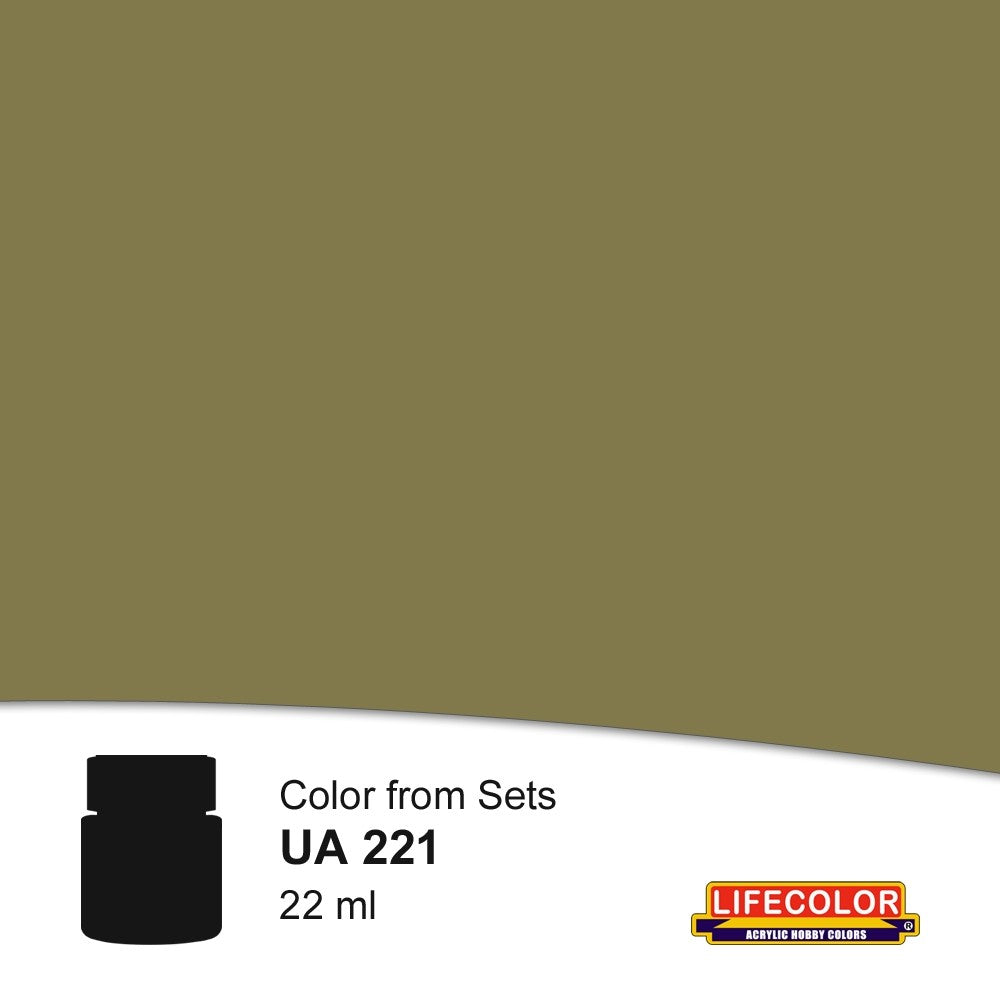 Lifecolor 221 Khaki Olive Drab FS34088 Acrylic for CS11 US Vehicles (22ml Bottle)