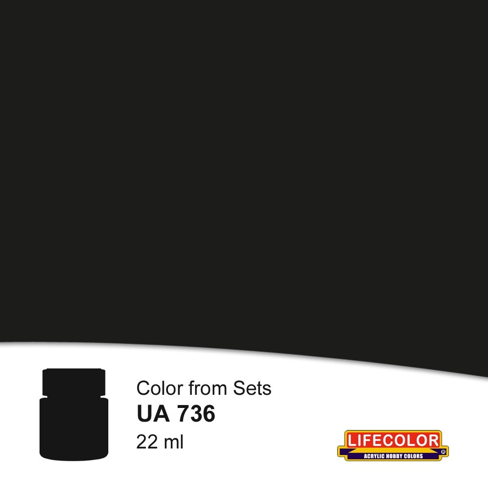 Lifecolor 736 Burned Black Acrylic for CS27 Rubber Shades (22ml Bottle)