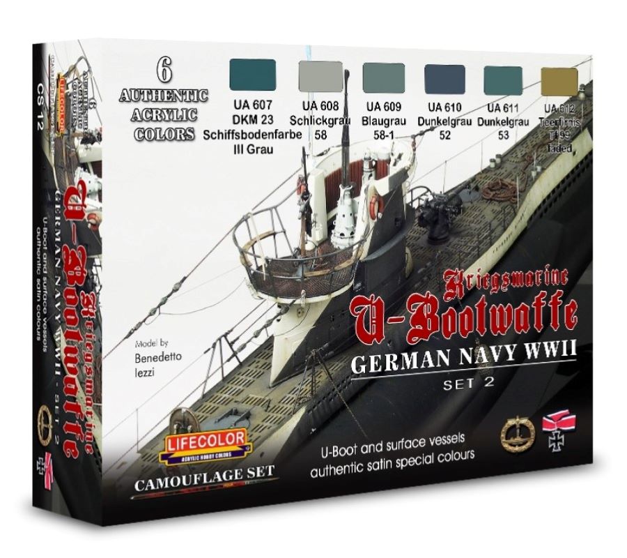 Lifecolor CS12 German WWII Kriegsmarine #2 Camouflage Acrylic Set (6 22ml Bottles)