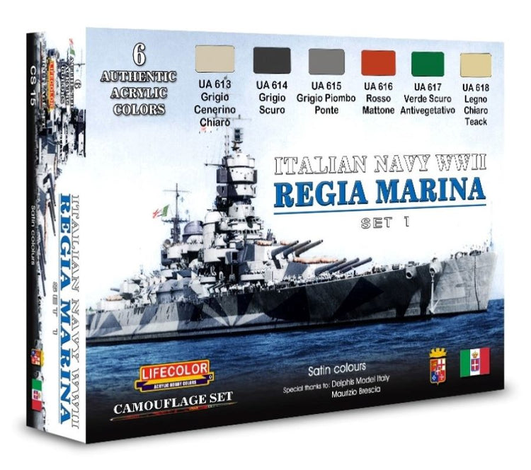 Lifecolor CS15 Italian Navy WWII Camouflage Acrylic Set  (6 22ml Bottles)