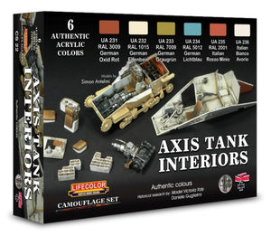 Lifecolor CS22 Axis WWII Tank Interiors Camouflage Acrylic Set (6 22ml Bottles)