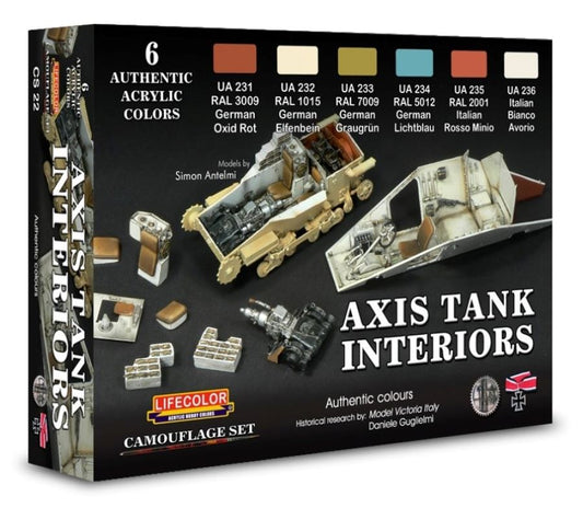 Lifecolor CS22 Axis WWII Tank Interiors Camouflage Acrylic Set (6 22ml Bottles)