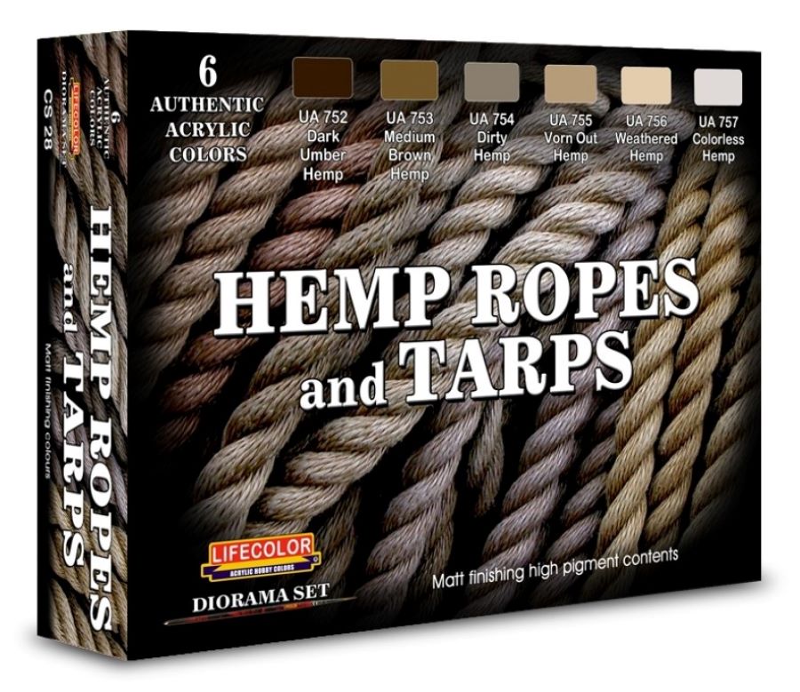 Lifecolor CS28 Hemp Ropes & Tarps Diorama Acrylic Set (6 22ml Bottles)