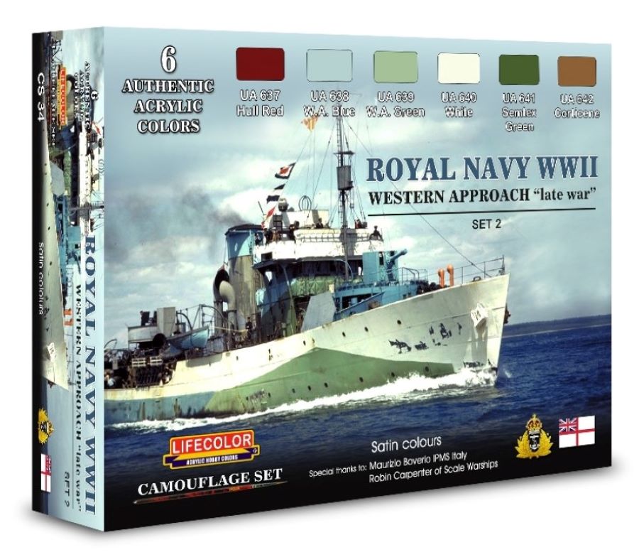 Lifecolor CS34 Royal Navy WWII Western Approach Late War #1 Camouflage Acrylic Set (6 22ml Bottles)