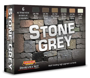 Lifecolor CS40 Stone Grey Diorama Acrylic Set (6 22ml Bottles)