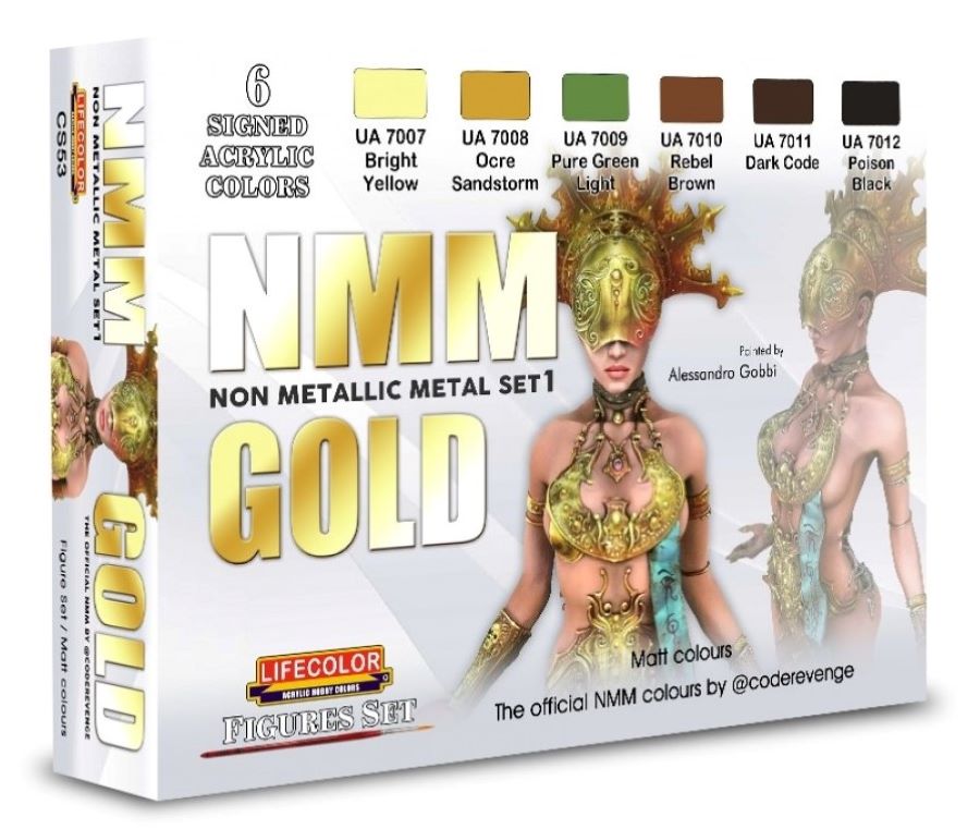 Lifecolor CS53 Gold Non-Metallic Metal Set 1 Matt Colors Figures Acrylic Set (6 22ml Bottles)