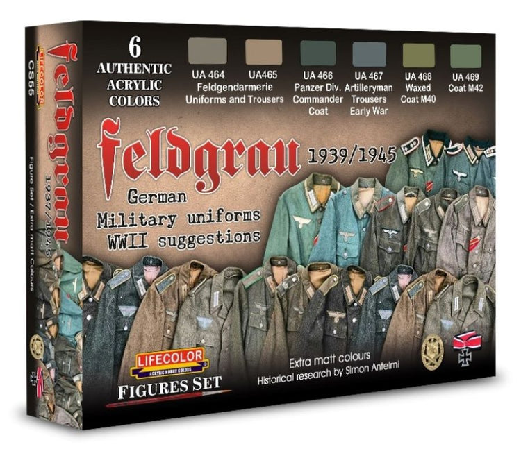 Lifecolor CS55 German WWII Uniforms 1939-45 Acrylic Set (6 22ml Bottles)