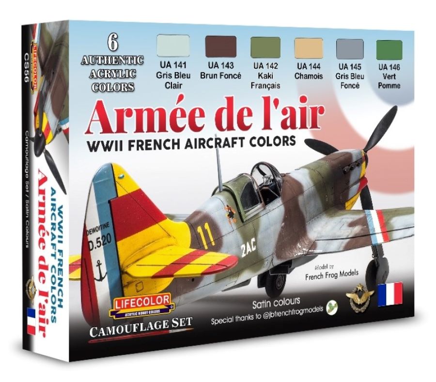 Lifecolor CS56 French WWII Aircraft Camouflage Acrylic Set (6 22ml Bottles)