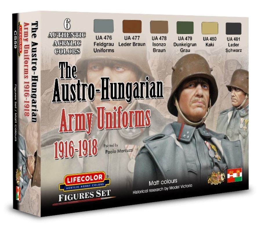 Lifecolor CS59 Austro-Hungarian Army Uniforms 1916-18 Acrylic Set (6 22ml Bottles)