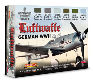 Lifecolor CS7 German WWII Luftwaffe #2 Camouflage Acrylic Set (6 22ml Bottles)