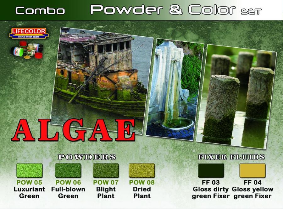 Lifecolor SPG7 Algae Powder & Color Acrylic Set (6 22ml Bottles)