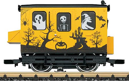 LGB 20063 G Scale Powered Speeder - Standard DC -- Halloween (yellow, black, white)